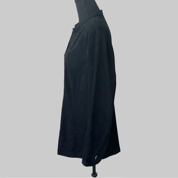 Vintage Alia Black Sequins Beads Accents Faux Suede Jacket - Picture 2 of 15